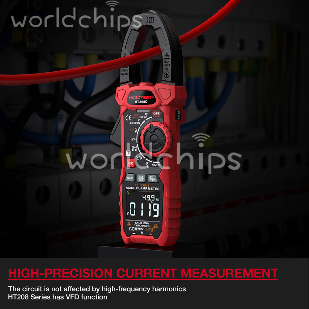 HABOTEST HT208A/D AC/DC Digital Clamp Meter Multimeter Capacitance Ohm Hz Tester