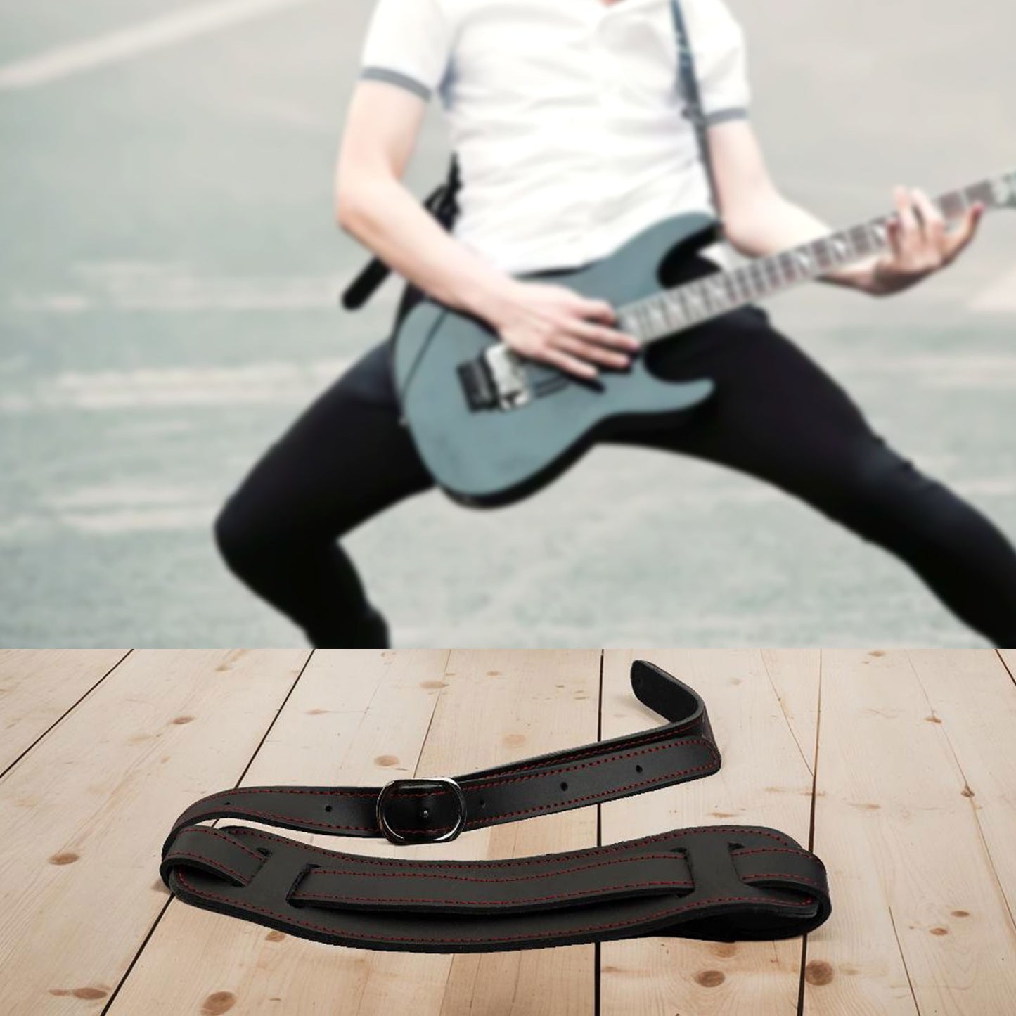 Heavy-Duty Leather Vintage Acoustic Electric Adjustable Black Hot Sale PART