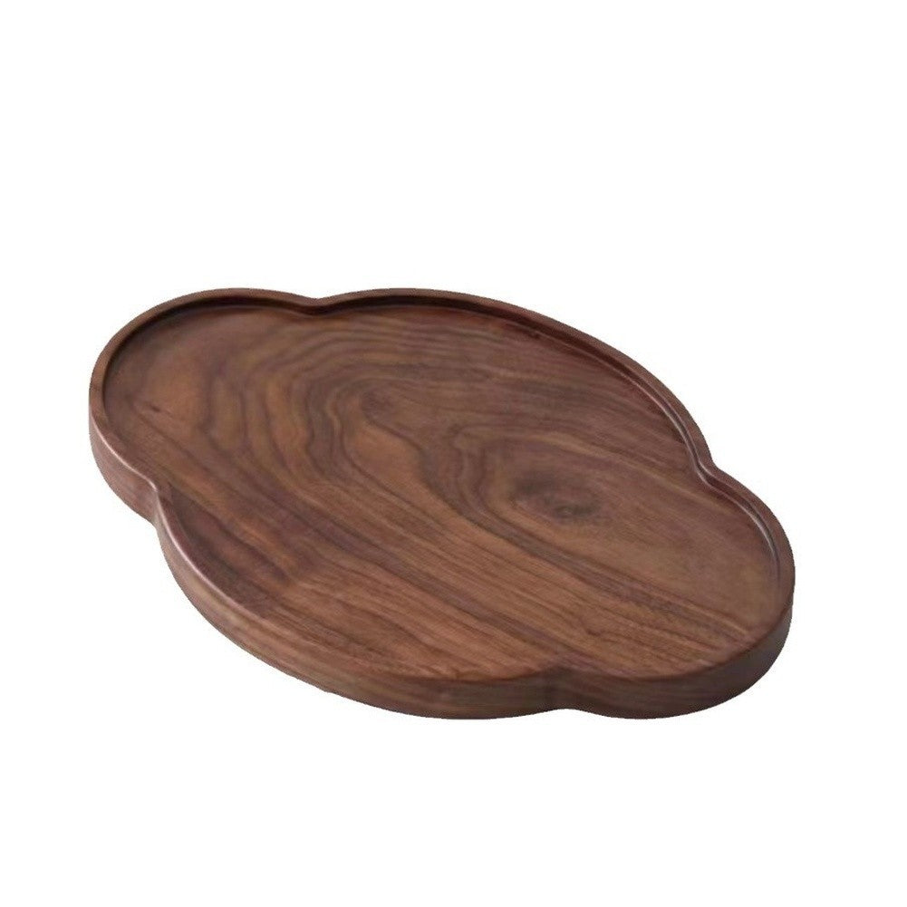 Black Walnut Wooden Tea Tray with Cloud Design Gongfu Tea Set Chinese Style