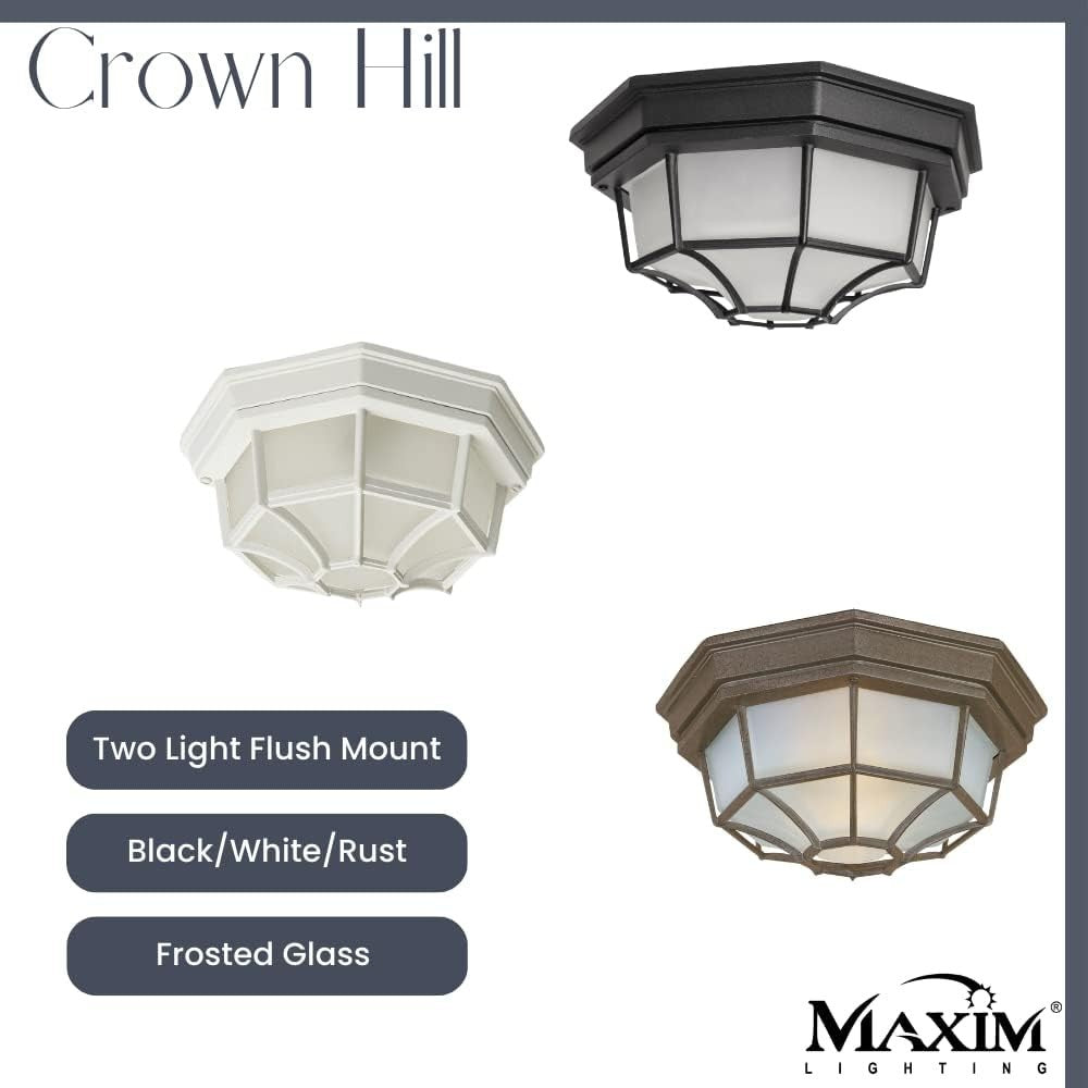 1020WT Crown Hill LED Light Bulb Compatible Aluminum Frosted Glass Outdoor Flush