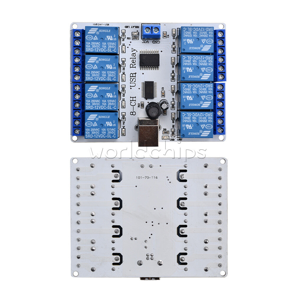8 Channel 12V DC USB Type-B Relay Board Module Controller for Automation Robotic