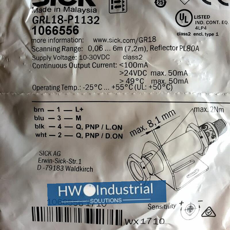 Proximity Switch Photoelectric Sensor 1066556 GRL18-P1132