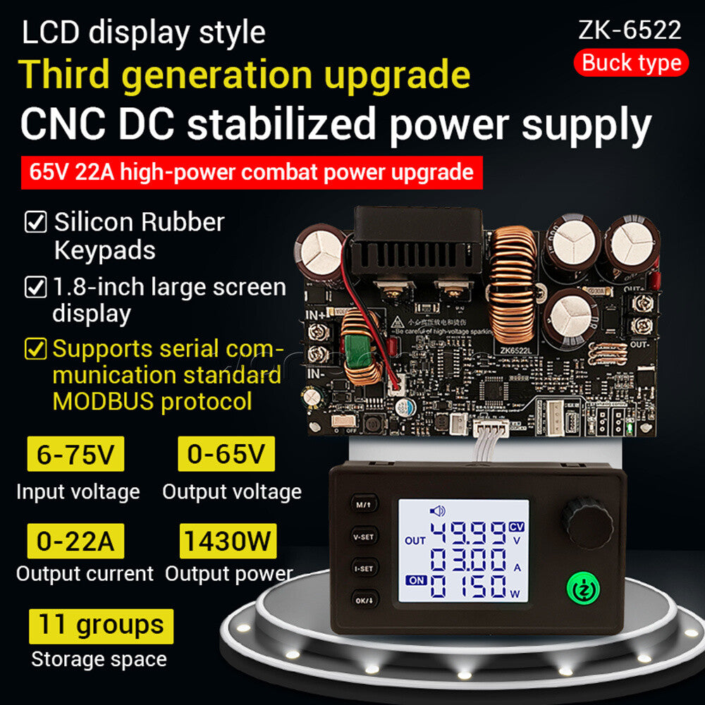 ZK-6522 CNC Buck DC Stabilized Power Supply Module Voltage Regulator 22A/1400W