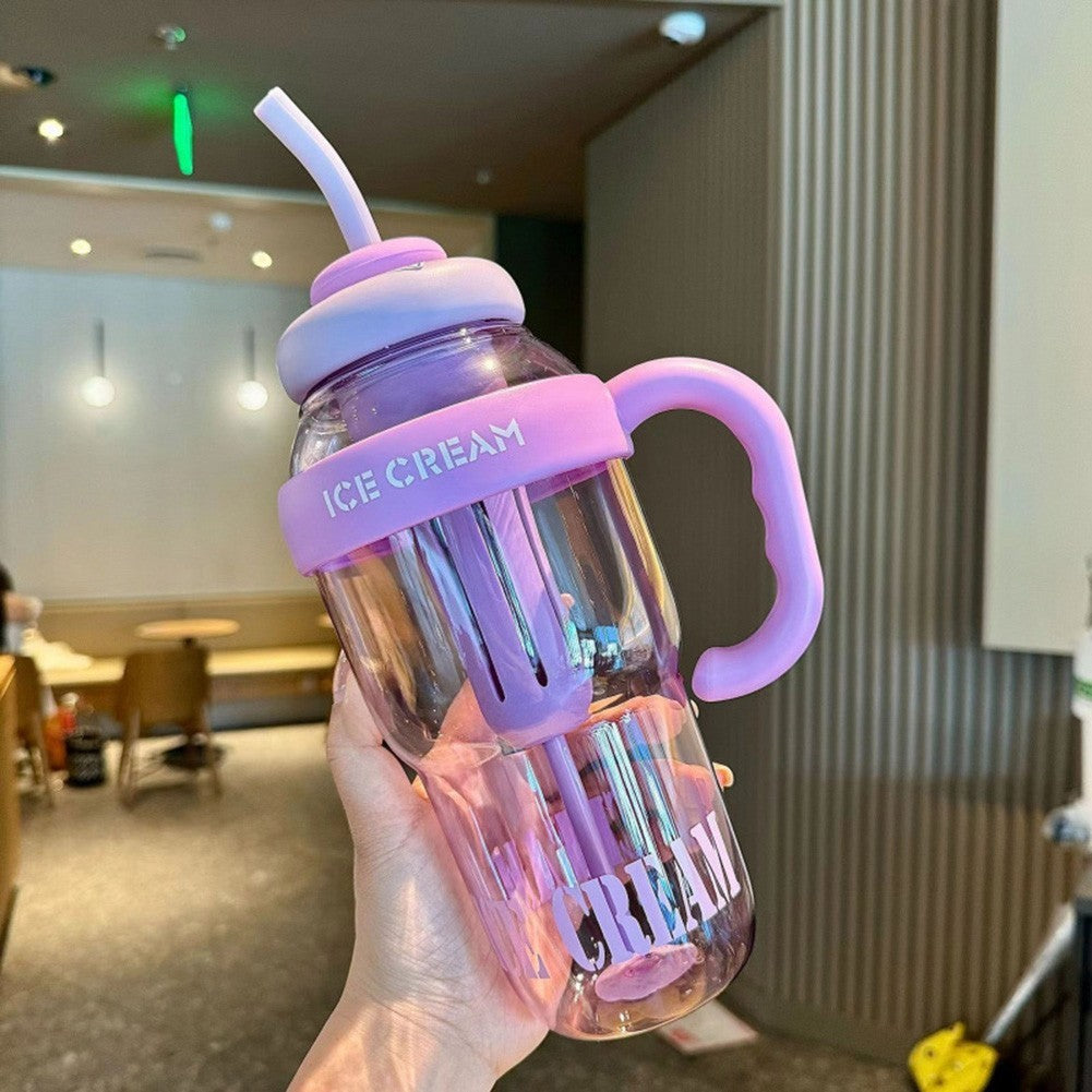 Large 1300ml Plastic Tumbler with Straw Leakproof Lid for Everyday Use