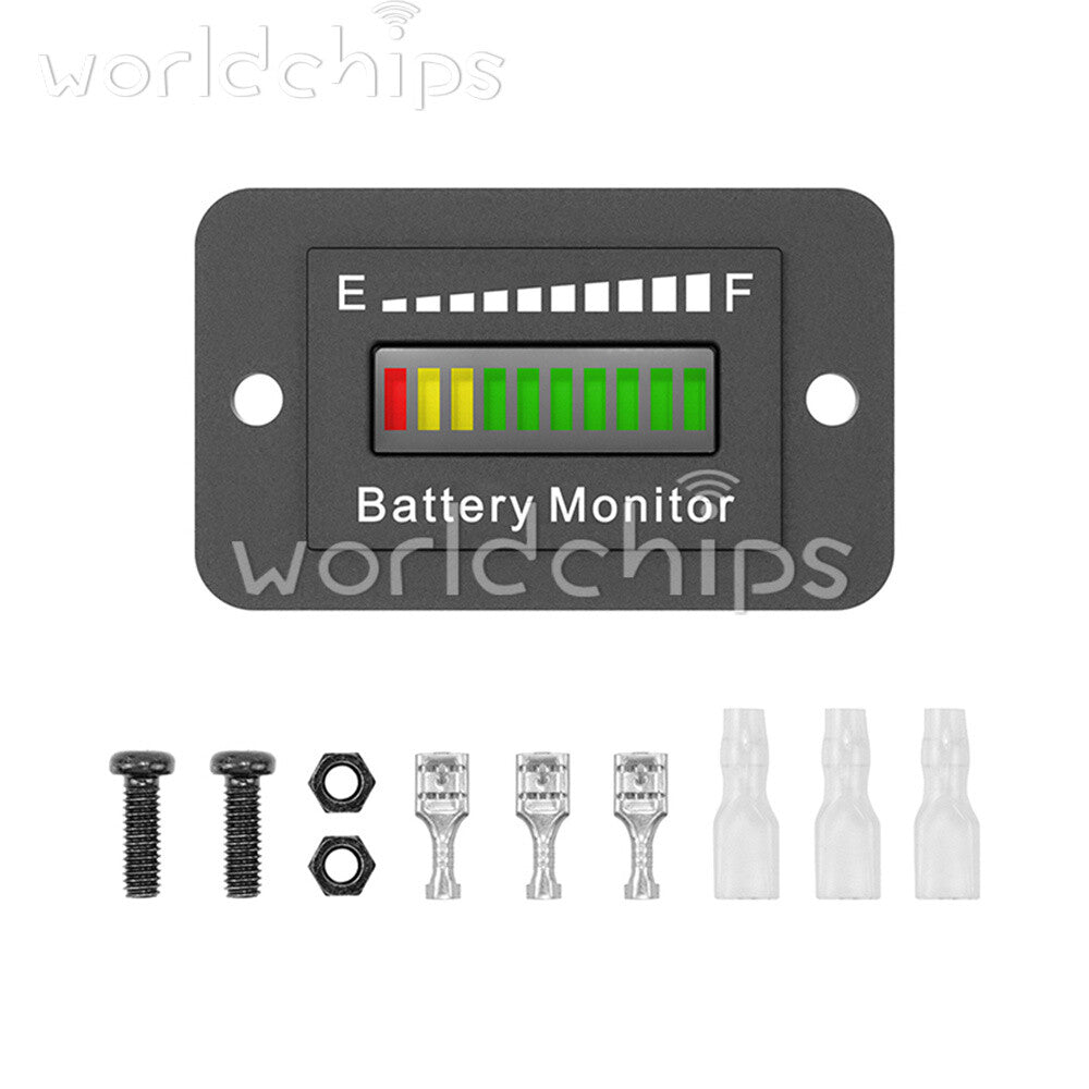 LED Battery Meter Battery Level Monitor Lead-Acid Battery Gauge 12V24V36V48V60V