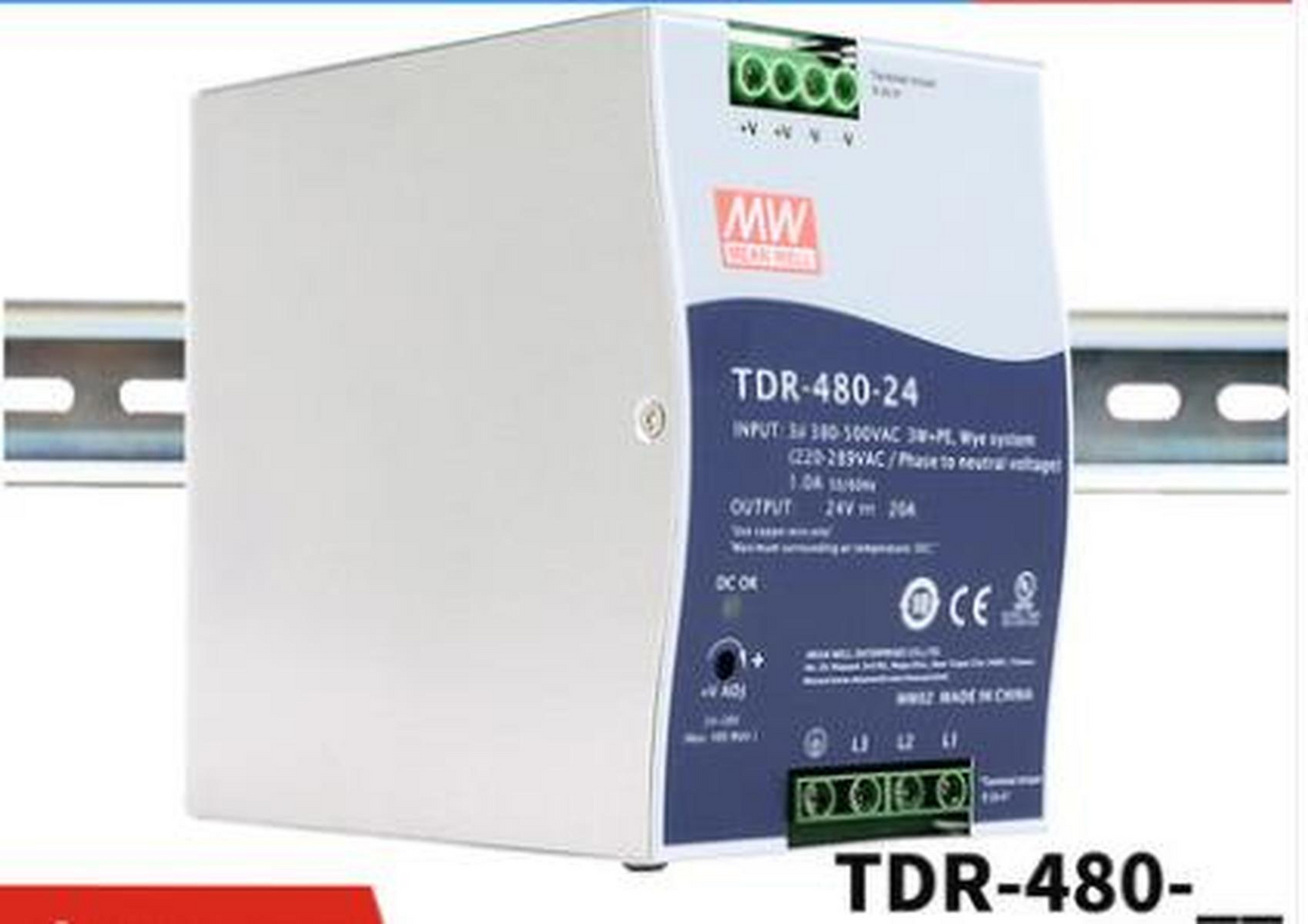 1pc MEAN WELL TDR-480-24 Rail Switching Power Supply Three-phase 24V 20A 480W