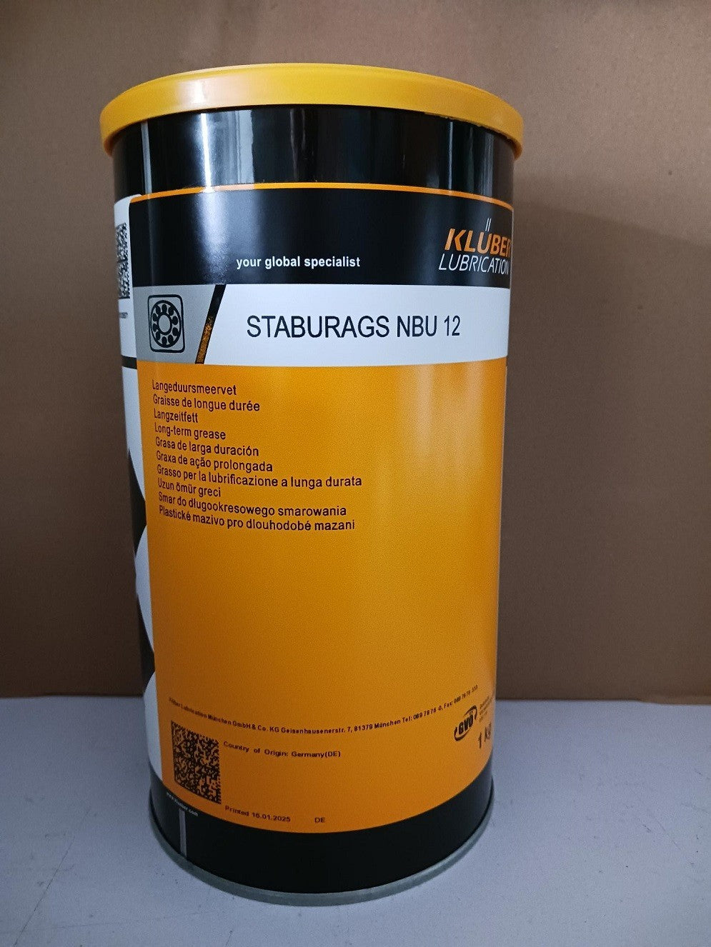 KLUBER Lubrication Staburags NBU 12  Grease 1Kg ( 2.2 LB )  free ship