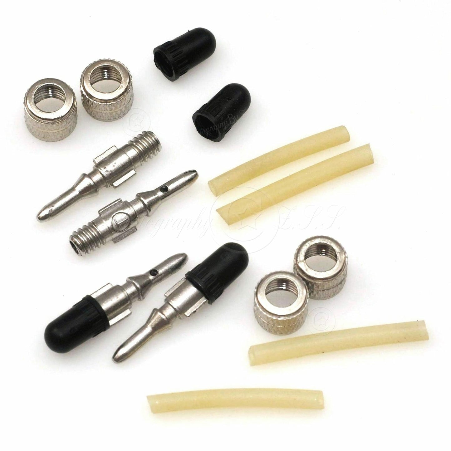 4x English Dunlop Woods Valve Core +Rubber Tube +Caps for Bike Inner Tube Repair
