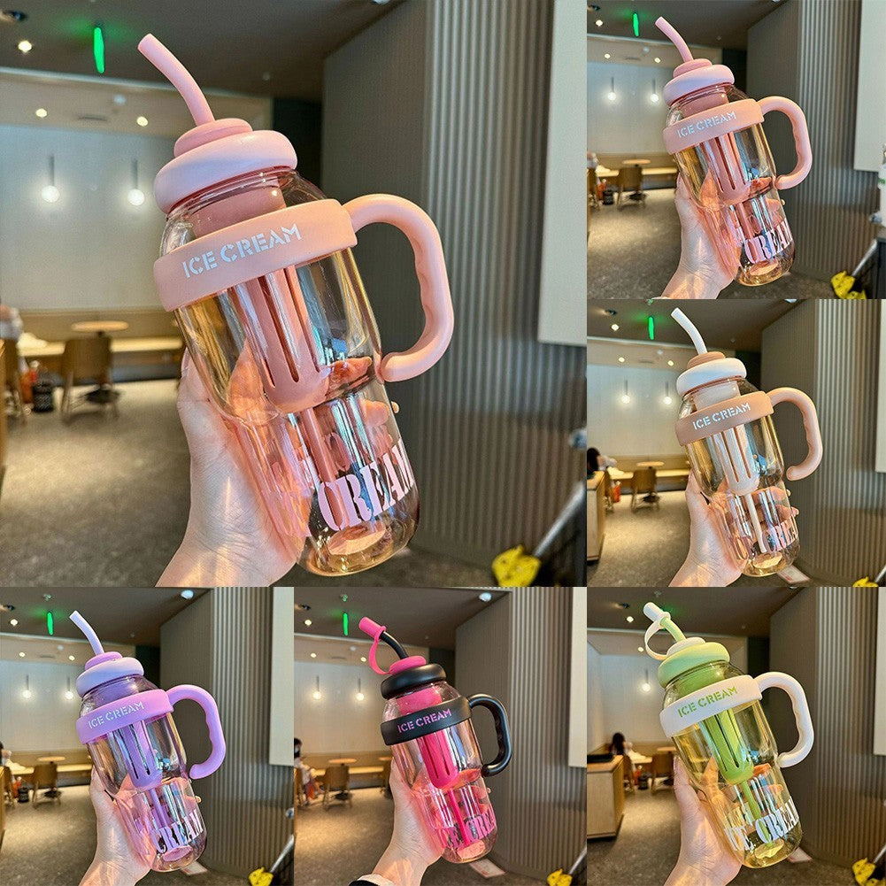 Large 1300ml Plastic Tumbler with Straw Leakproof Lid for Everyday Use