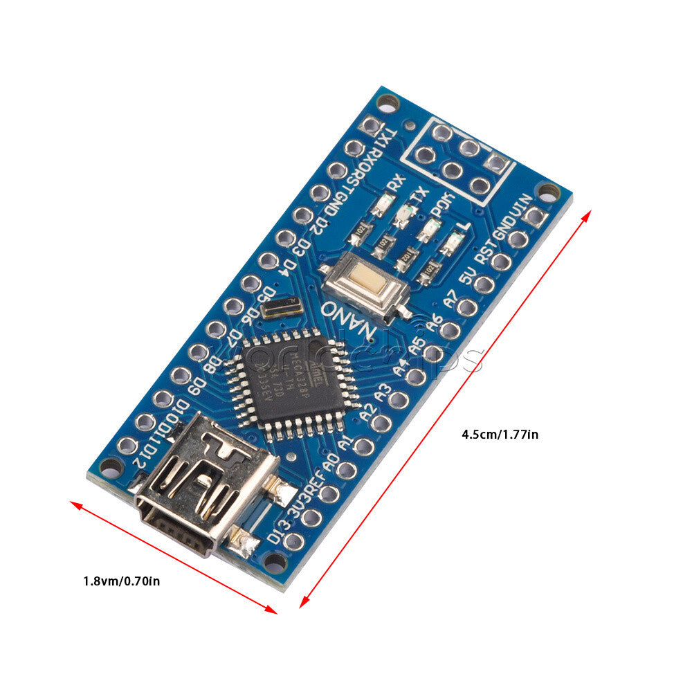 10PCS Nano V3.0 Mini USB ATmega328P-AU DC 5V 16MHz CH340G Driver For Arduino