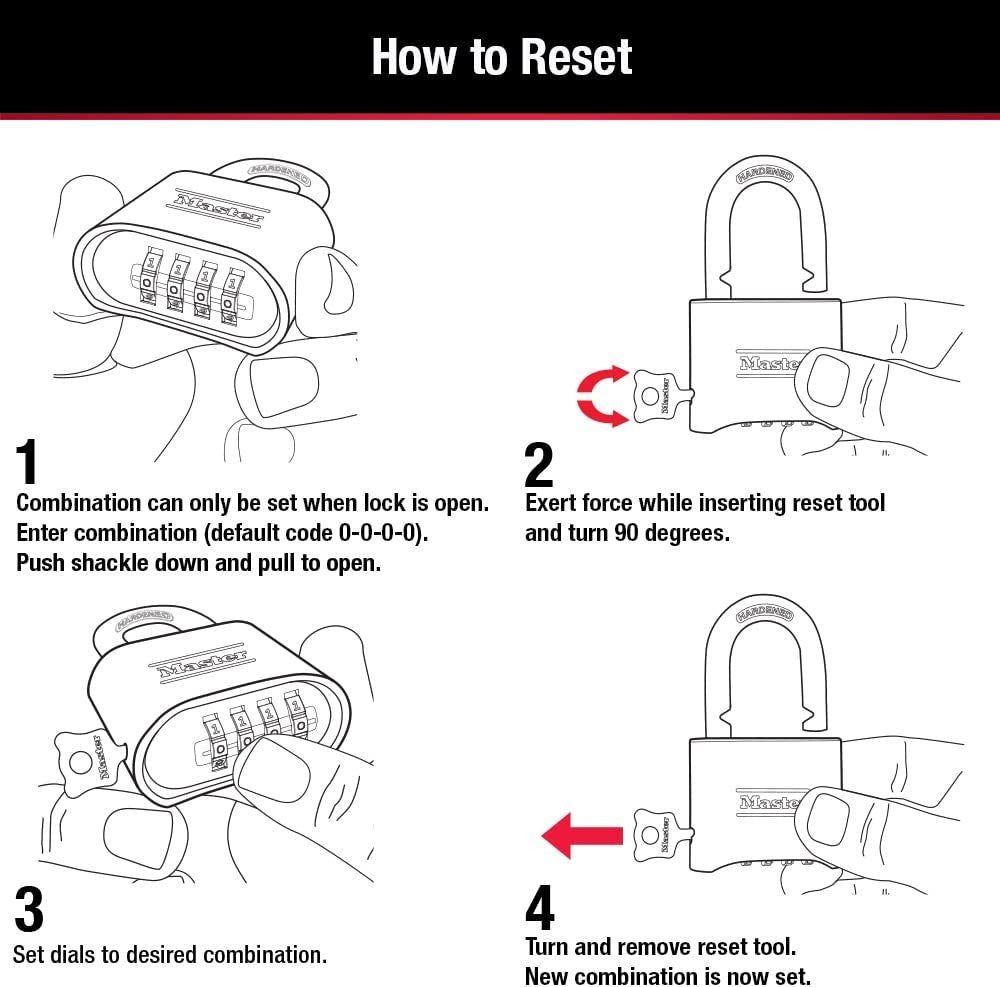 Black Combination Padlock, Set Your Own Combo Lock, Weather Resistant Indoor and