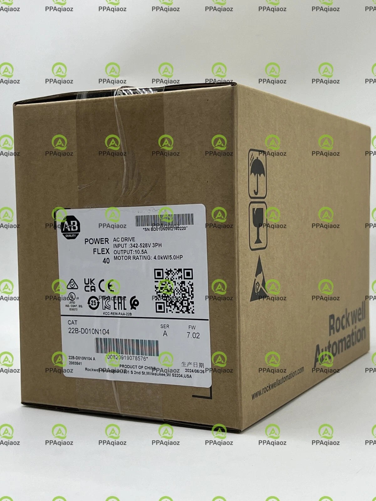 Sealed Allen-Bradley 22B-D010N104 /A PowerFlex 40 AC Drive 4.0kW/5HP/7.02FW