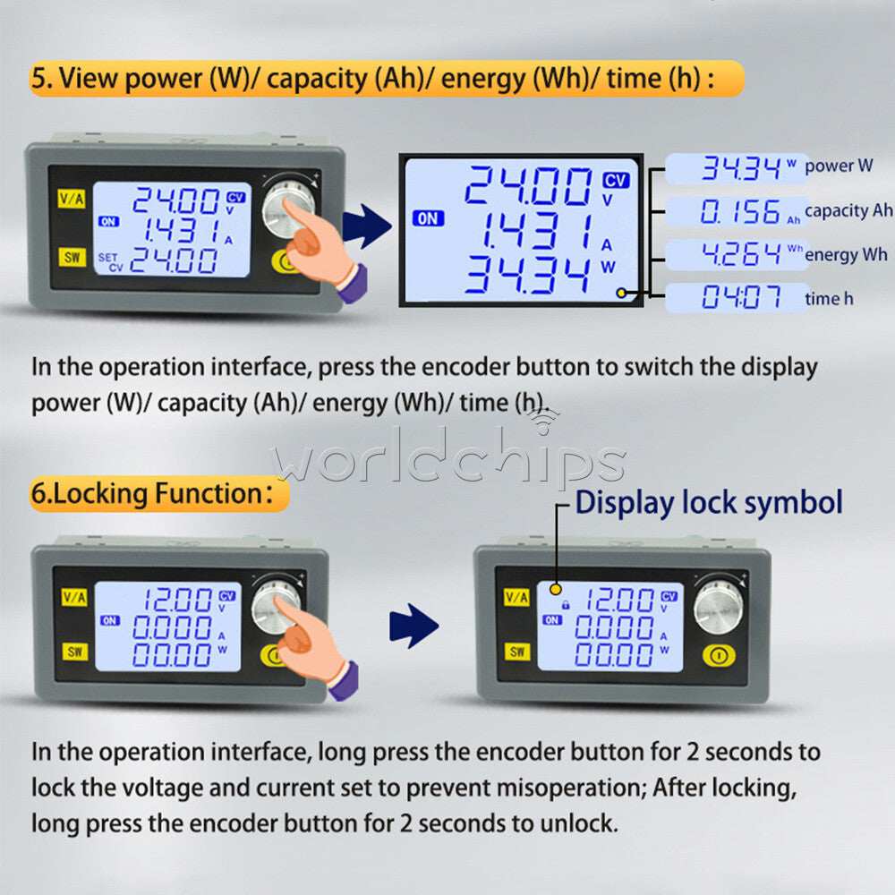 DC 5-30V/6-36V Adjustable Step Up Down Buck Boost Regulated Power Supply Module