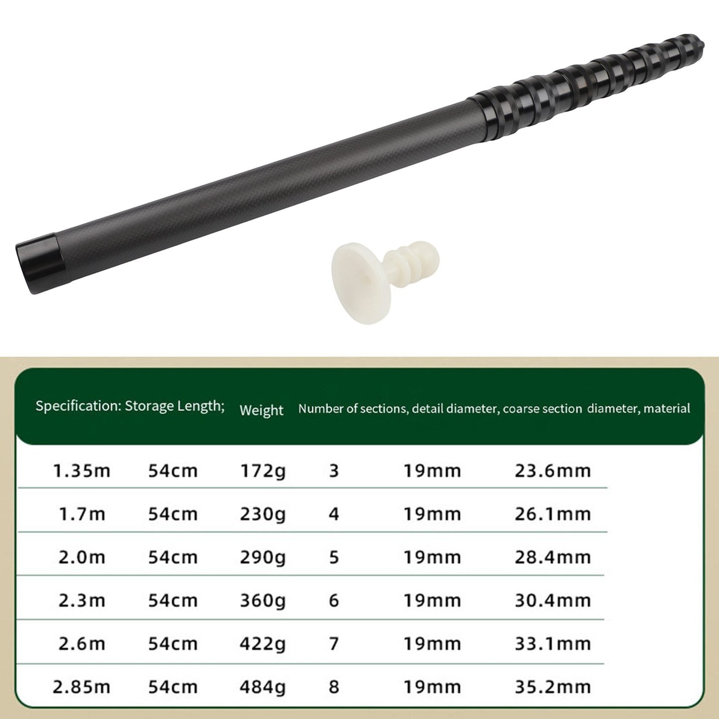 Carbon Fiber Camping Canopy Tent Poles Adjustable Rods for Outdoor Use