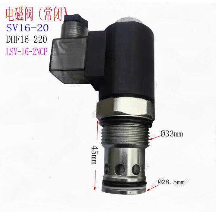 24V Solenoid Valve Hydraulic SV16-20 Normally Closed Pressure Relief Check Valve