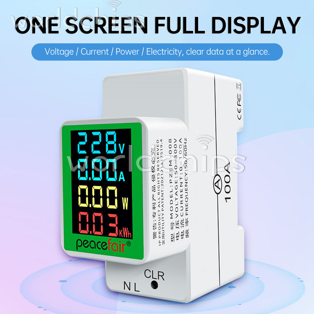 Digital Power Energy Voltmeter Ammeter Watt Kwh Power Meter Range AC50-300V 100A