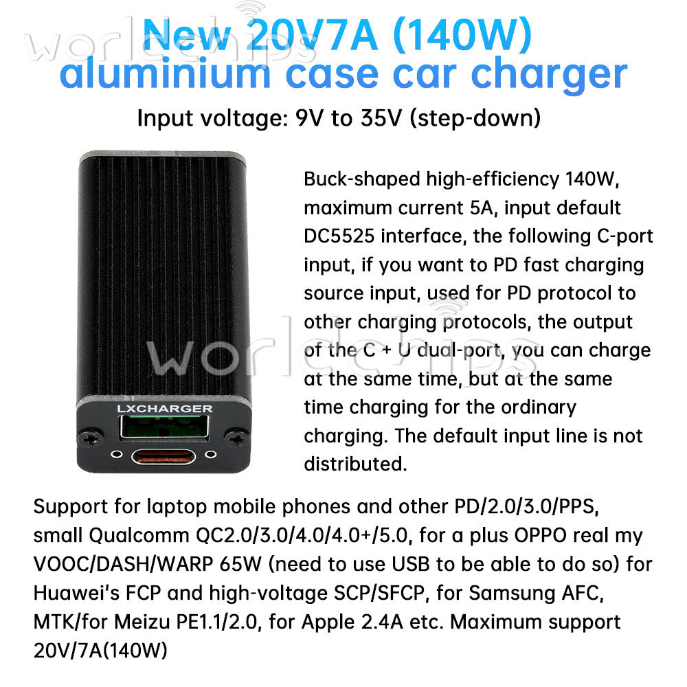 DC9V-35V 140W Full Protocol Super Fast Charging Car Charger Module QC/PD/PPS/SCP