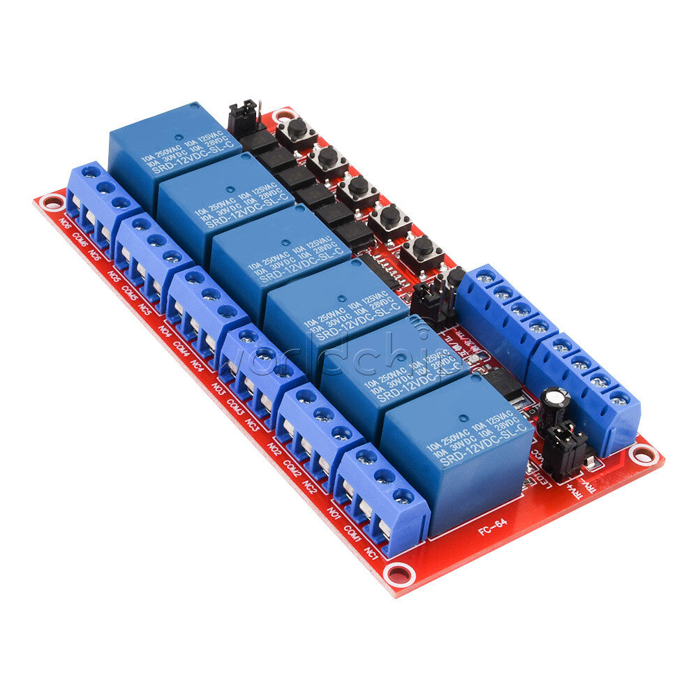 DC5/12/24V 6CH Relay Module With Optocoupler Isolation High Low Level Trigger