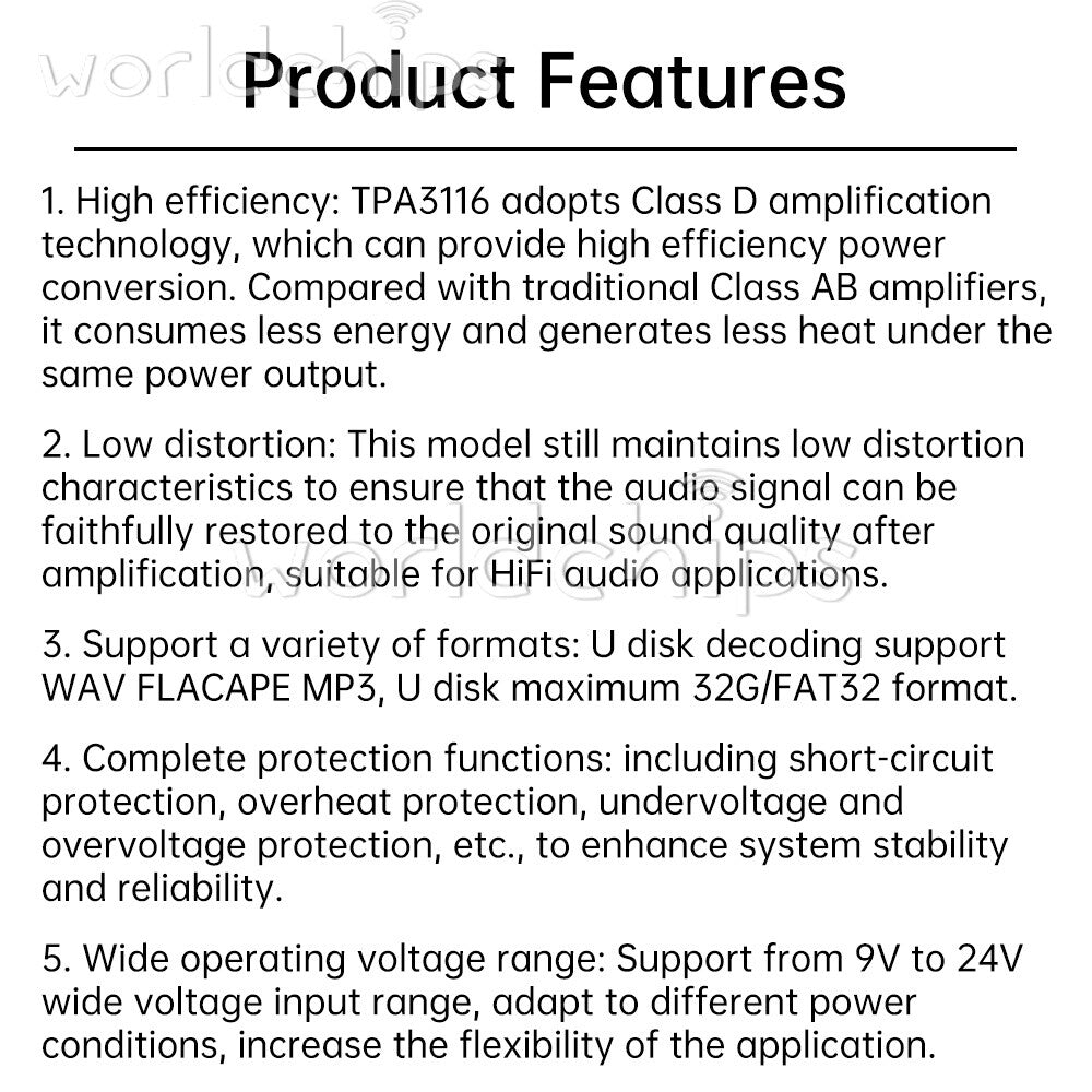 X100H HIFI Bluetooth Stereo Digital Audio Power Amplifier Board TPA3116 Class-D