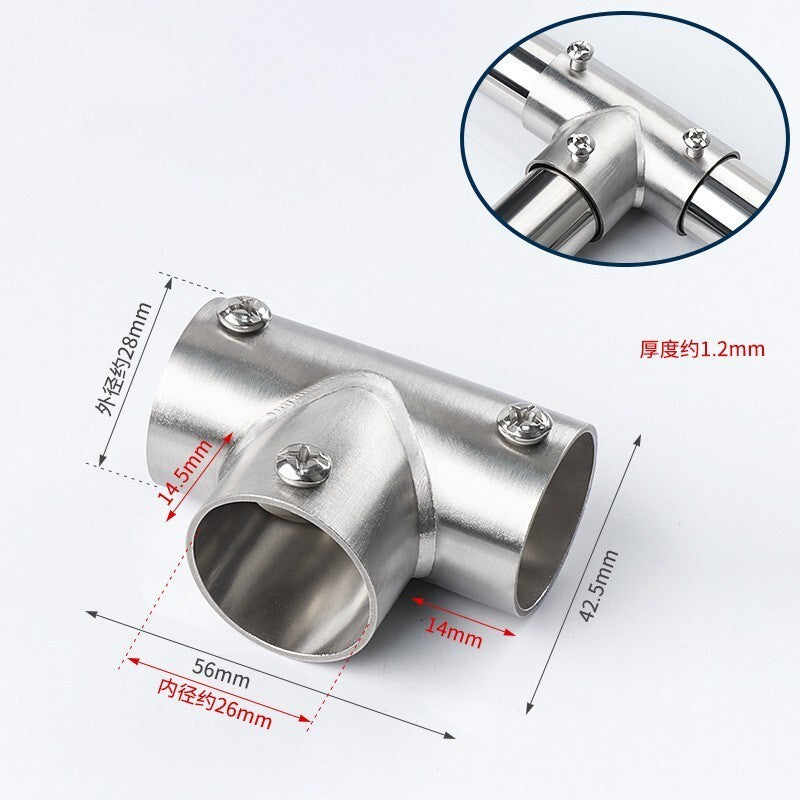 4 Pcs 3-Way Boat Handrail Fitting Tee Rail Stainless Steel for 1" Tube
