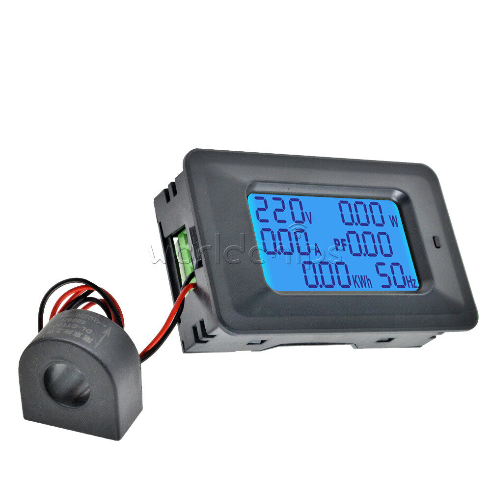 100A 110V-250V Current 6-in-1 Digital LCD Panel Power Monitor Ammeter Voltmeter