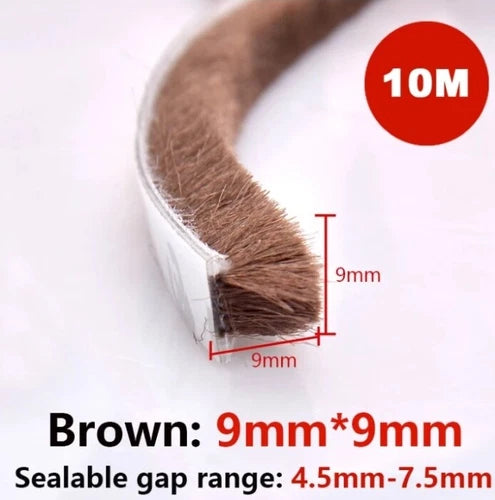 Window Brush Seal Strip Self Adhesive Weather Stripping Door Sweep 10Meters