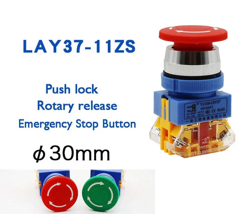 round mushroom head power off switch 30mm emergency stop button LAY37-11ZS/30