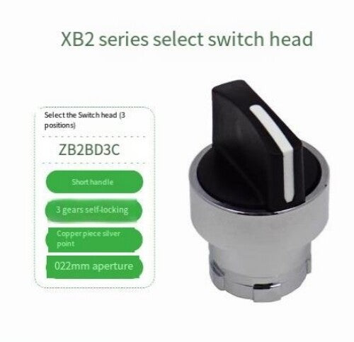2PCS  3-gear Self-locking Metal Operating Button Switch Head ZB2BD3C ZB2-BD3C