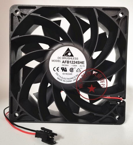 1 PCS Delta Fan AFB1224SHE DC24V 1A 12038 12cm 2 pin high air volume fan