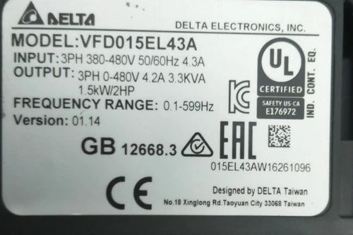 1PC  Delta inverter VFD-EL VFD015EL43A Free delivery