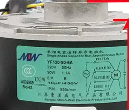 1PCS  YF120-90-6A Air conditioning motor 220V 50Hz 90W 1.1A 6P