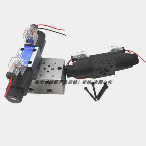 For Excavator Wood Grabber 12V/24V Hydraulic Double Head Solenoid Diverter Valve