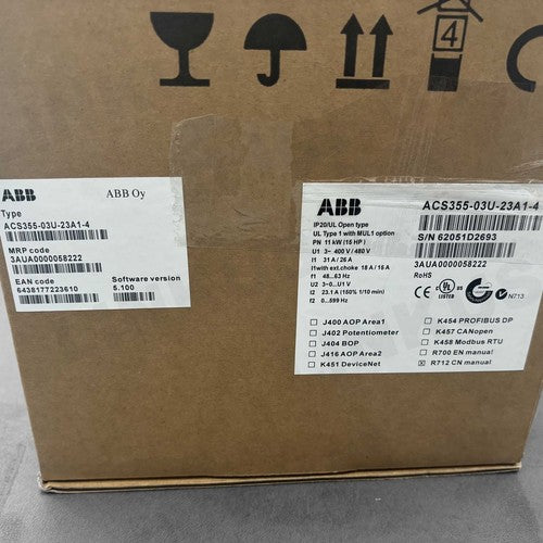 1PC Drive ACS355-03U-23A1-4 ACS355 3~400V/480V 31A/26A 63Hz 15HP For ABB