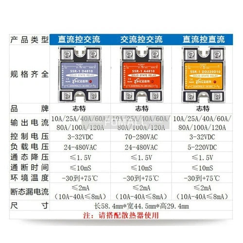 1Pc   For 3-32VDC/24-480VAC SSR-1 D4840 40DA  DC-AC solid state relay