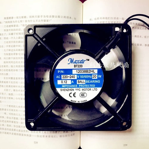 1 PCS Maxair BT220 axial fan 12038B2H 220-240V 12038 12CM cooling fan 2 Wire