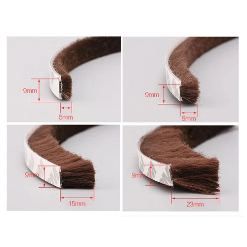 Window Brush Seal Strip Self Adhesive Weather Stripping Door Sweep 10Meters
