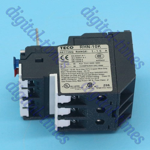 TECO RHN-10K 1-1.5A Thermal Overload Relay Quality assurance#LJ