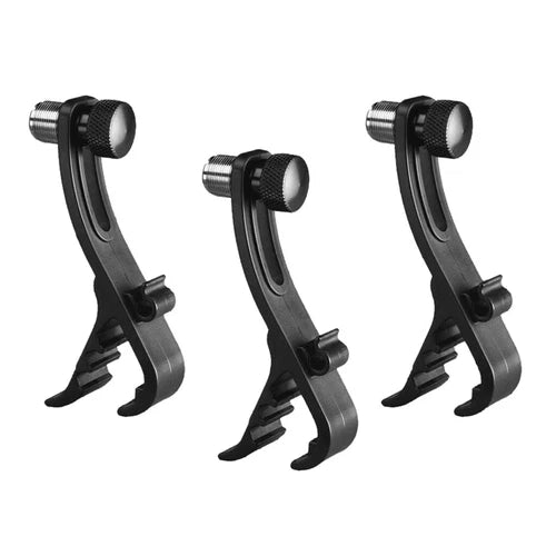 3PCS Microphone Mic Clamp Holder Adjustable Clip On Drum Rim Shockproof Mount