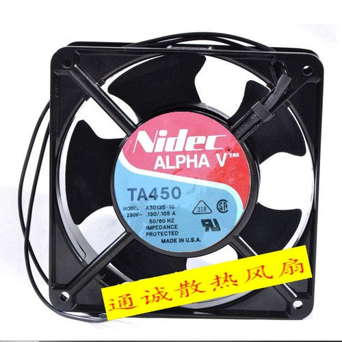 1 PCS NIDEC Fan TA450 A30135-10 AC 230V .130/.105A 12038 12CM 2 wire