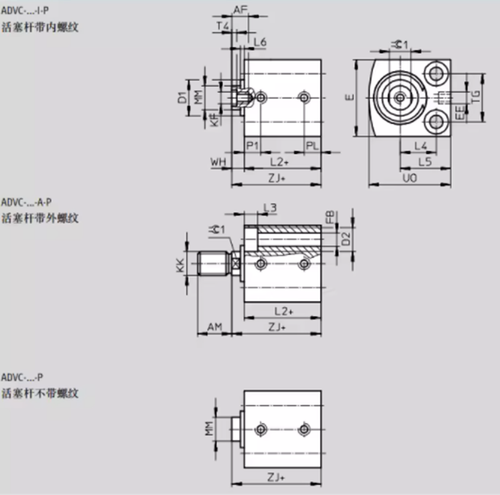 1pc ADVC-12-5-A-P Double Acting short stroke cylinder
