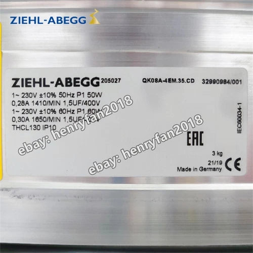 Ziehl-abegg QK08A-4EM.35.CD Cross Flow Fan 230VAC 0.28/0.30A 50/60W Cooling Fan