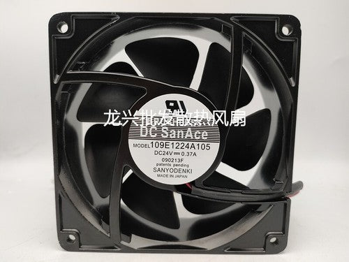 1 PCS Sanyo Fan 109E1224A105 DC24V 0.37A 12CM 2 Wire aluminum frame cooling fan