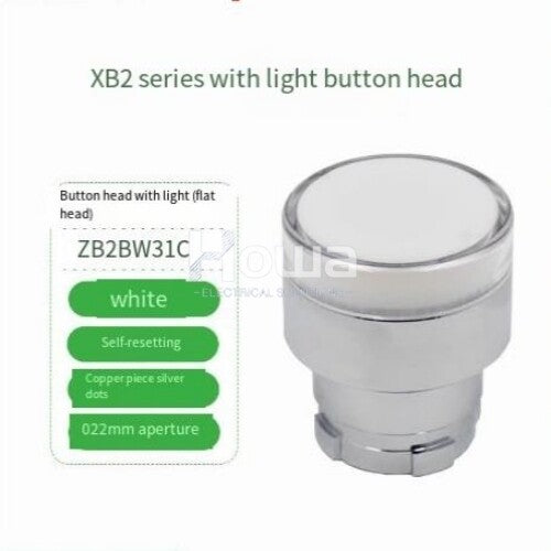 2PCS  White Self Resetting Metal Strip Light Button Head ZB2BW31C ZB2-BW31C