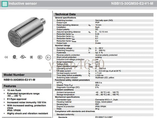 1PC PROXIMITY SENSOR 085974  085974 NBB15-30GM50-E2-V1