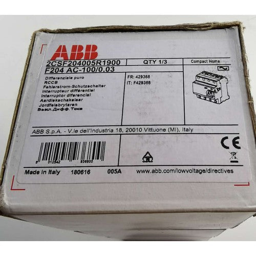 1pc  Abb operated circuit breaker F204 AC-100/0.03 Free shipping