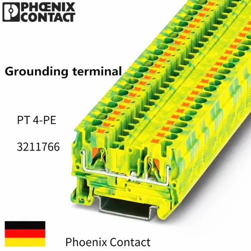 50pcs Phoenix PT 4-PE 3211766 Straight-in Yellow-green Grounding Terminal