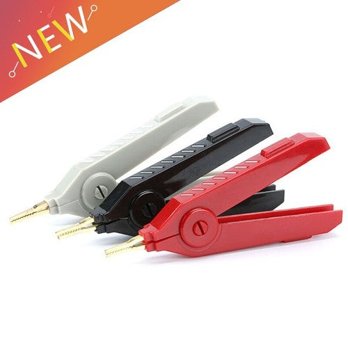 3PCS/sets Alligator Clip 90mm Kelvin Copper Gold Plate Clip Grey+Black+Red