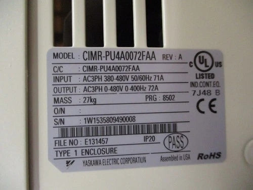 CIMR-PU4A0072FAA  Yaskawa CIMRPU4A0072FAA Inverter