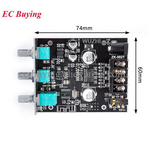 ZK-502MT Bluetooth-compatible 5.0 Subwoofer Amplifier Board 2.0 Channel Bass AMP