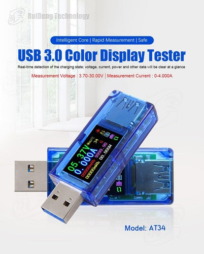 AT35 USB 3.0 Voltmeter Ammeter Multimeter LCD Battery Charge Power Tester Module